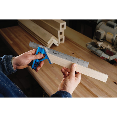 True Blue&reg; Combination Square, 12" L, 1/16" Graduations, Steel, Plain Seaboard Timber Mart