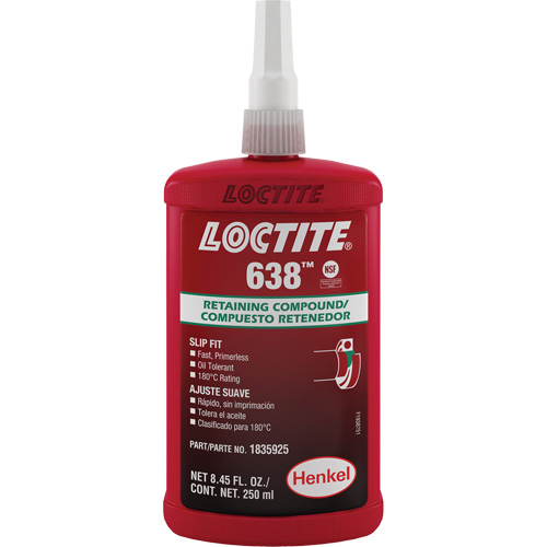 Compos&eacute; de retenue Loctite 638, 250 ml, Bouteille, Vert Seaboard Timber Mart