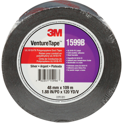 Ruban en polypropyl&egrave;ne Venture Tape 1599B, 3 mils, Argent, 48 mm (2") x 109,7 m (359,9') Seaboard Timber Mart