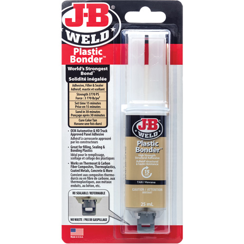 Plastic Bonder Adhesive, 25 ml, Syringe, Two-Part, Tan Seaboard Timber Mart