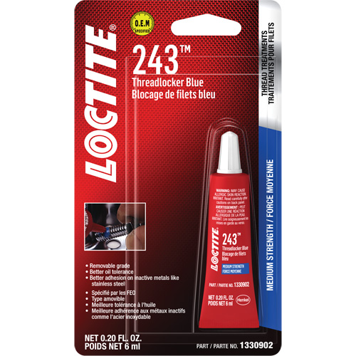 243 Threadlocker, Blue, Medium, 6 ml, Tube Seaboard Timber Mart