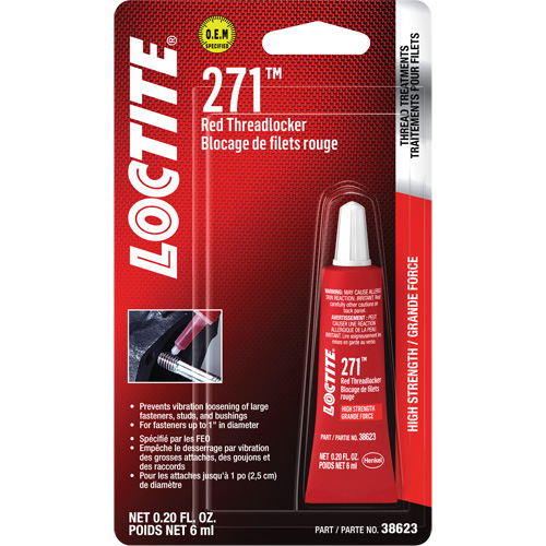 271 Threadlocker, Red, High, 6 ml, Tube Seaboard Timber Mart