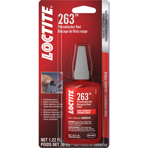 263 Threadlocker, Red, High, 36 ml, Bottle Seaboard Timber Mart