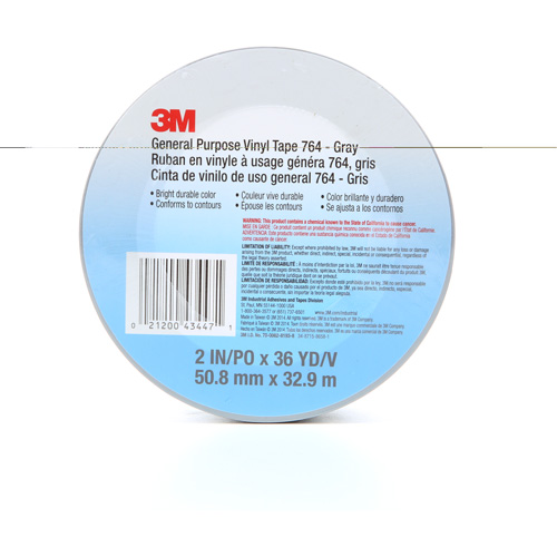 Ruban en vinyle pour travaux g&eacute;n&eacute;raux 764, 50,8 mm (2") la x 32,9 m (108') lo, 5 mils, Gris Seaboard Timber Mart