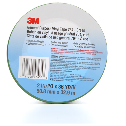 Ruban en vinyle pour travaux g&eacute;n&eacute;raux 764, 50,8 mm (2") la x 32,9 m (108') lo, 5 mils, Vert Seaboard Timber Mart