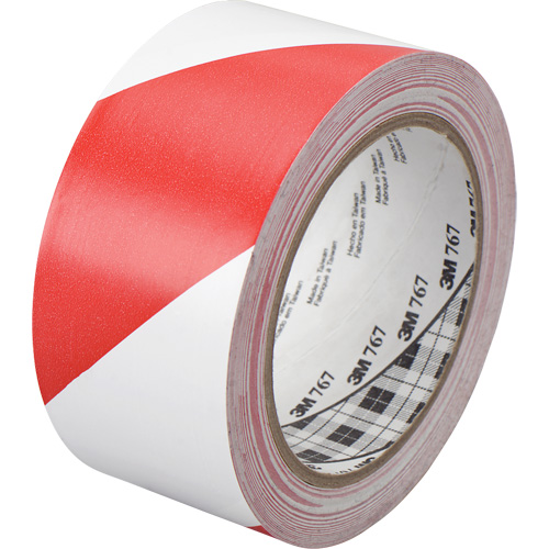 Hazard Warning Tape 767, 50.8 mm (2") x 33 m (108'), Red/White Seaboard Timber Mart