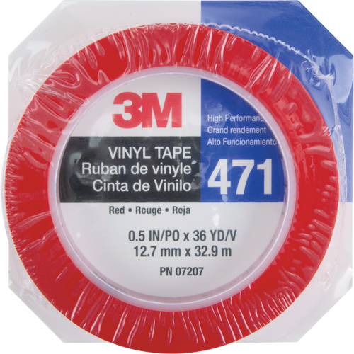 471 Vinyl Tape, 12 mm (1/2") W x 32.9 m (108') L, 5.3 mils, Red Seaboard Timber Mart