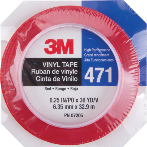 471 Vinyl Tape, 6 mm (1/4") W x 32.9 m (108') L, 5.3 mils, Red Seaboard Timber Mart