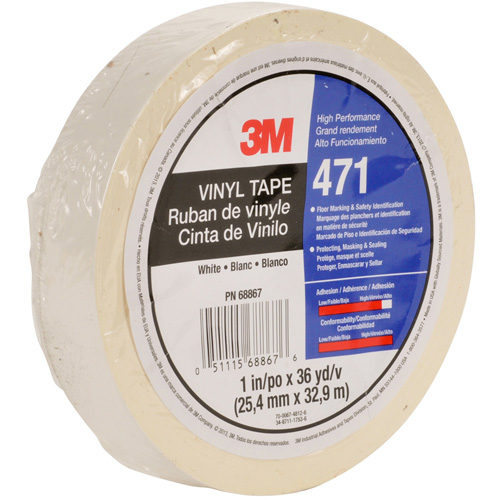 471 Vinyl Tape, 12 mm (1/2") W x 32.9 m (108') L, 5.3 mils, White Seaboard Timber Mart