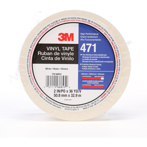 471 Vinyl Tape, 50.8 mm (2") W x 32.9 m (108') L, 5.2 mils, White Seaboard Timber Mart