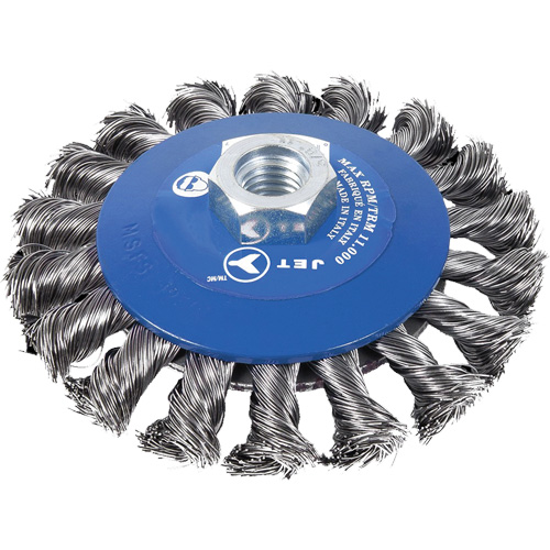 Brosse conique &agrave; m&egrave;ches torsad&eacute;es, Dia. 5", Fils 0,02", Arbre 5/8"-11NC Seaboard Timber Mart