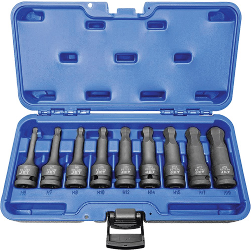 BNH-912M 1/2" Drive Metric Ball Nose Hex Impact Socket Set, Hex, 1/2" Drive, 9 Pcs Seaboard Timber Mart