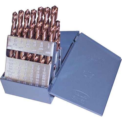 Jobber Length Drill Set, 19 Pieces, Cobalt Seaboard Timber Mart