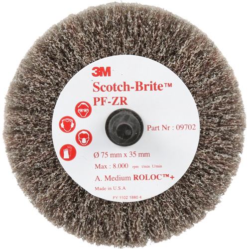 Scotch-Brite Roloc Cut & Polish Disc, Aluminum Oxide, Medium Grit, 3" x 1-3/8" x 1/4" Seaboard Timber Mart