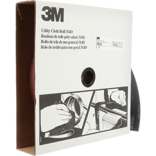 Rouleau de toile abrasive utilitaire 314D, 2" la x 150' lo, Grain 100J Seaboard Timber Mart