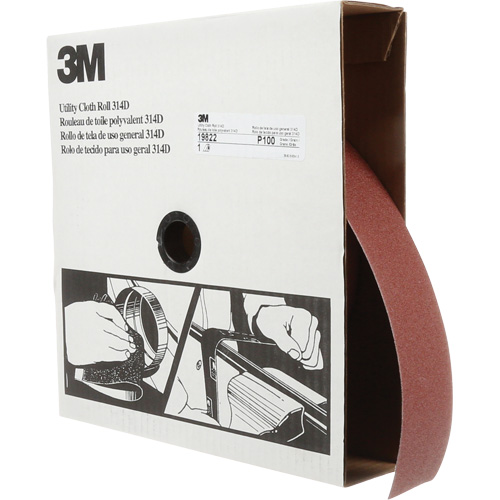 Rouleau de toile abrasive utilitaire 314D, 2" la x 150' lo, Grain 100J Seaboard Timber Mart