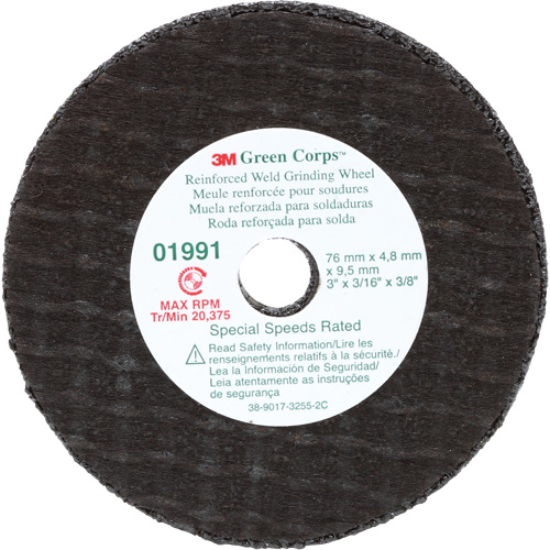Green Corps Cut-Off Wheel, 3" x 0.188", 3/8" Arbor, Type 1, Aluminum Oxide, 35000 RPM Seaboard Timber Mart