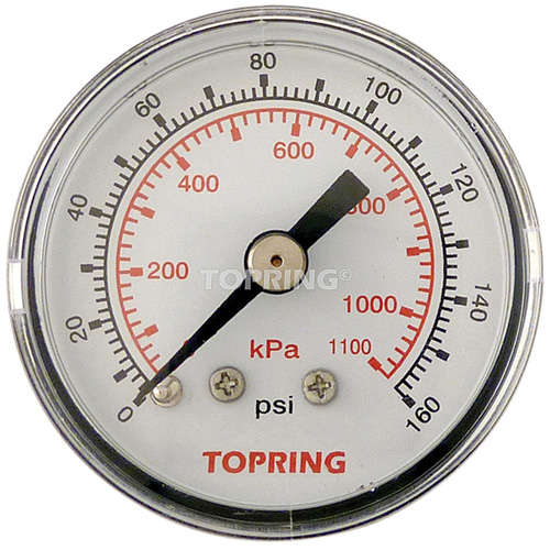 Manom&egrave;tre,  1-1/2", 0 - 160 psi, Fixation arri&egrave;re, Analogique Seaboard Timber Mart