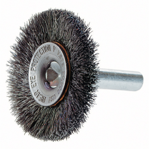 Crimped Wire Wheel Brush with 1/4" Shank, 3" Dia., 0.014" Fill, 1/4" Arbor Seaboard Timber Mart