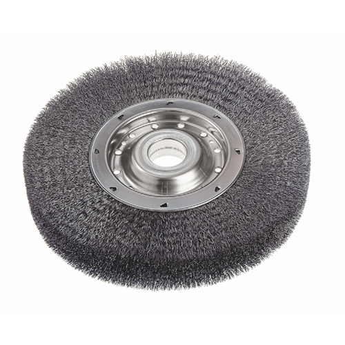 Crimped Wire Wheel Brushes - Wide Face, 6" Dia., 0.0118" Fill, 2" Arbor Seaboard Timber Mart