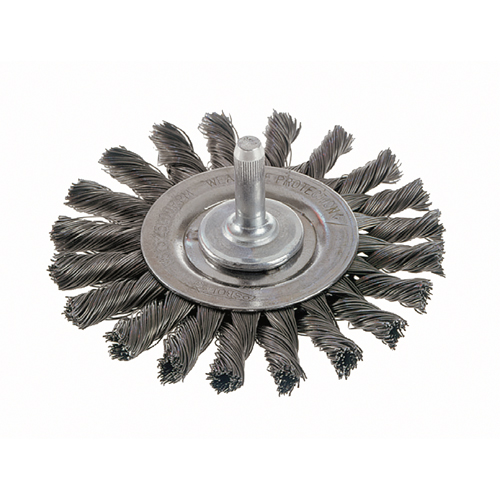 Brosses rotatives &agrave; fils nou&eacute;s - Brosse rotative &agrave; fils nou&eacute;s a/queue 1/4", fils nou&eacute;s standards, Dia. 3", Fils 0,014", Acier Seaboard Timber Mart