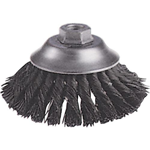 Brosses-boisseau &agrave; fils nou&eacute;s - Brosse-boisseau &eacute;vas&eacute;e, Dia. 6", Fils 0,02", Arbre 5/8"-11, Acier Seaboard Timber Mart