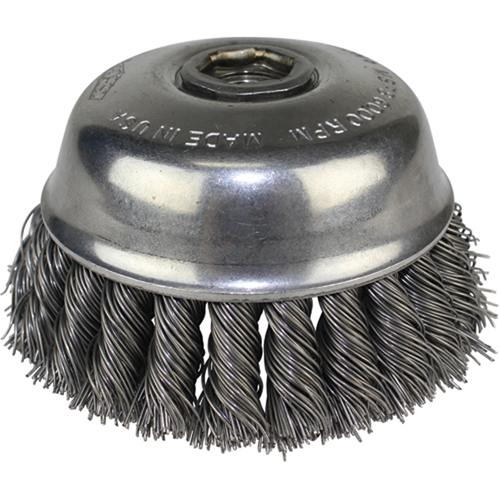 Knot Wire Cup Brushes, 4" Dia. x 5/8"-11 Arbor Seaboard Timber Mart