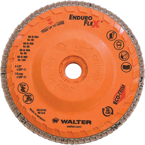Disque &agrave; lamelles Enduro-Flex, 4-1/2" x 5/8"-11, Type 27, Grain 80, Alumine de zirconium Seaboard Timber Mart