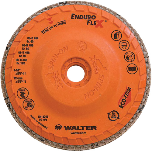 Enduro-Flex Flap Disc, 4-1/2" x 5/8"-11, Type 27, 120 Grit, Zirconia Alumina Seaboard Timber Mart