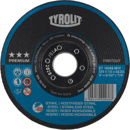 Premium 2-in-1 Grinding Wheel, 7" x 9/32", 7/8" Arbor, Type 27 Seaboard Timber Mart