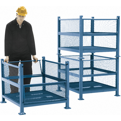 Conteneurs en m&eacute;tal grillag&eacute;, 2 panneaux repliables, Capacit&eacute; 2500 lb, 34,5" la x 40,5" p x 32,25" h Seaboard Timber Mart