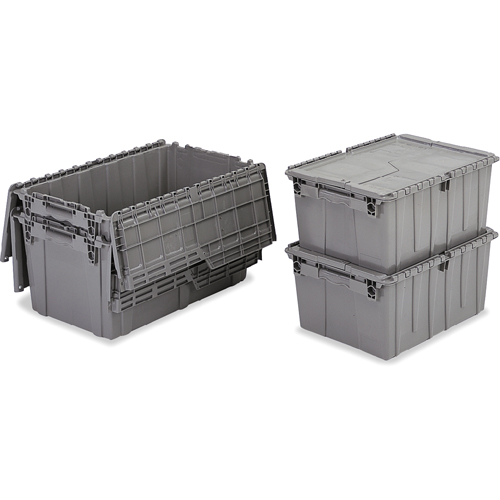 Flipak&reg; Polyethylene Plastic (PE) Distribution Containers, 11.8" x 9.8" x 7.7", Grey Seaboard Timber Mart