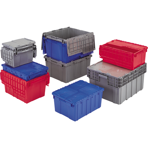 Flipak&reg; Polyethylene Plastic (PE) Distribution Containers, 11.8" x 9.8" x 7.7", Grey Seaboard Timber Mart