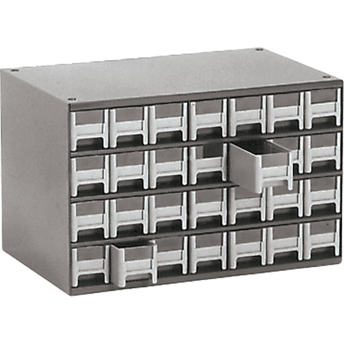 Modular Parts Cabinets, Steel, 28 Drawers, 17" x 10-9/16" x 2-2/16", Grey Seaboard Timber Mart