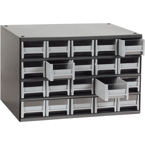 Modular Parts Cabinets, Steel, 20 Drawers, 17" x 10-9/16" x 2-1/16", Grey Seaboard Timber Mart