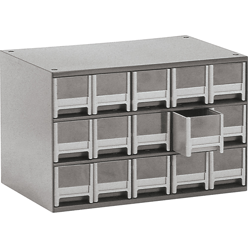 Modular Parts Cabinets, Steel, 15 Drawers, 17" x 10-9/16" x 3-1/16", Grey Seaboard Timber Mart