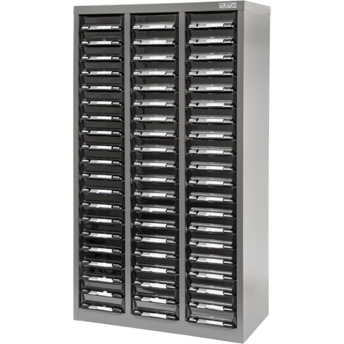KPC-300 Parts Cabinet, Galvanized Steel, 60 Drawers, 21-3/10" x 10-2/5" x 36-9/10", Grey Seaboard Timber Mart
