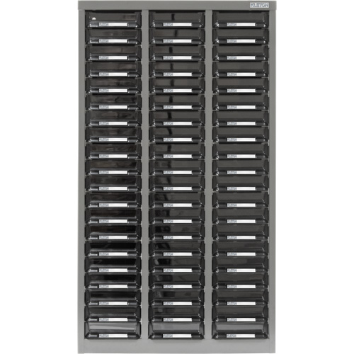 KPC-300 Parts Cabinet, Galvanized Steel, 60 Drawers, 21-3/10" x 10-2/5" x 36-9/10", Grey Seaboard Timber Mart
