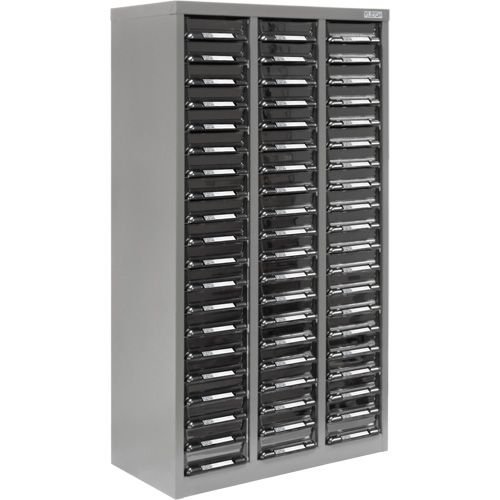 KPC-300 Parts Cabinet, Galvanized Steel, 60 Drawers, 21-3/10" x 10-2/5" x 36-9/10", Grey Seaboard Timber Mart