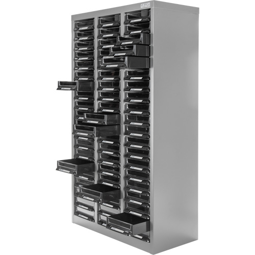 KPC-300 Parts Cabinet, Galvanized Steel, 60 Drawers, 21-3/10" x 10-2/5" x 36-9/10", Grey Seaboard Timber Mart