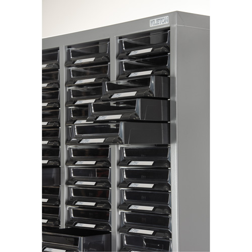 KPC-300 Parts Cabinet, Galvanized Steel, 60 Drawers, 21-3/10" x 10-2/5" x 36-9/10", Grey Seaboard Timber Mart