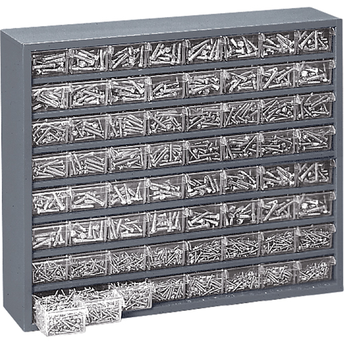 Heavy Duty Drawer Cabinets, 64 Drawers, 25 1/2" W x 6 1/2" D x 21 3/4" H, Grey Seaboard Timber Mart