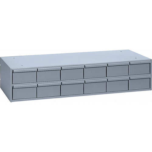 Industrial Drawer Cabinets, 12 Drawers, 33-3/4" W x 11-5/8" D x 7-3/8" H, Grey Seaboard Timber Mart