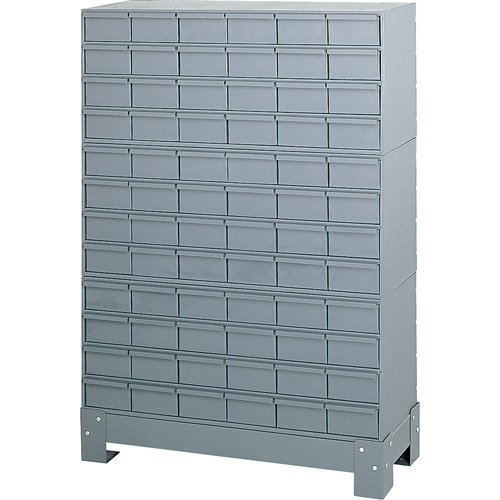 Industrial Drawer Cabinet With Base, 72 Drawers, 34-1/8" W x 12-1/4" D x 48-1/8" H, Grey Seaboard Timber Mart