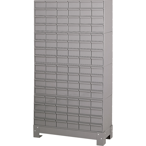 Industrial Drawer Cabinet With Base, 96 Drawers, 34-1/8" W x 12-1/4" D x 62-1/2" H, Grey Seaboard Timber Mart