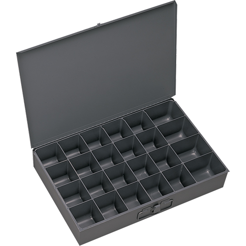 Compartment Scoop Boxes, Steel, 24 Slots, 13-3/8" W x 9-1/4" D x 2" H, Grey Seaboard Timber Mart
