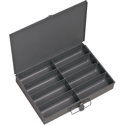 Compartment Scoop Boxes, Steel, 8 Slots, 13-3/8" W x 9-1/4" D x 2" H, Grey Seaboard Timber Mart