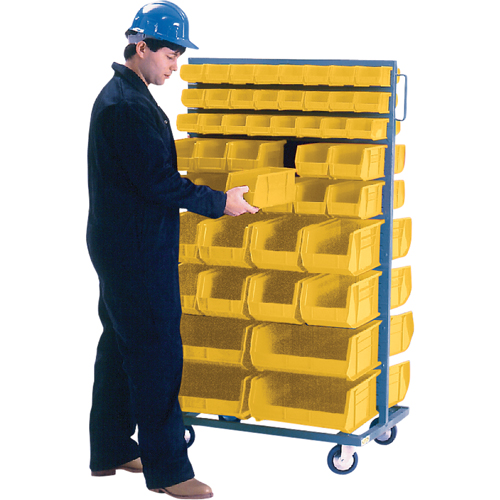 Double-Sided Mobile Bin Rack, Double-sided, 96 bins, 36" W x 24" D x 63" H Seaboard Timber Mart