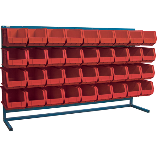 Louvered Rack with Bins, 36 Bins, 72" W x 15" D x 40" H Seaboard Timber Mart