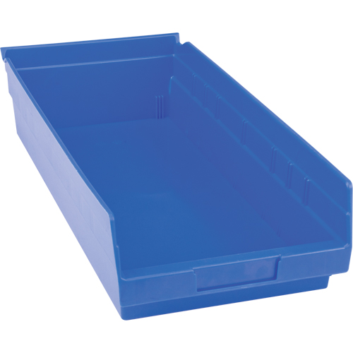 Plastic Shelf Bins, 8-3/8" W x 4" H x 17-7/8" D, Blue, 20 lbs. Capacity Seaboard Timber Mart